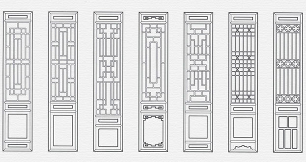 揭西常用中式仿古花窗图案隔断设计图